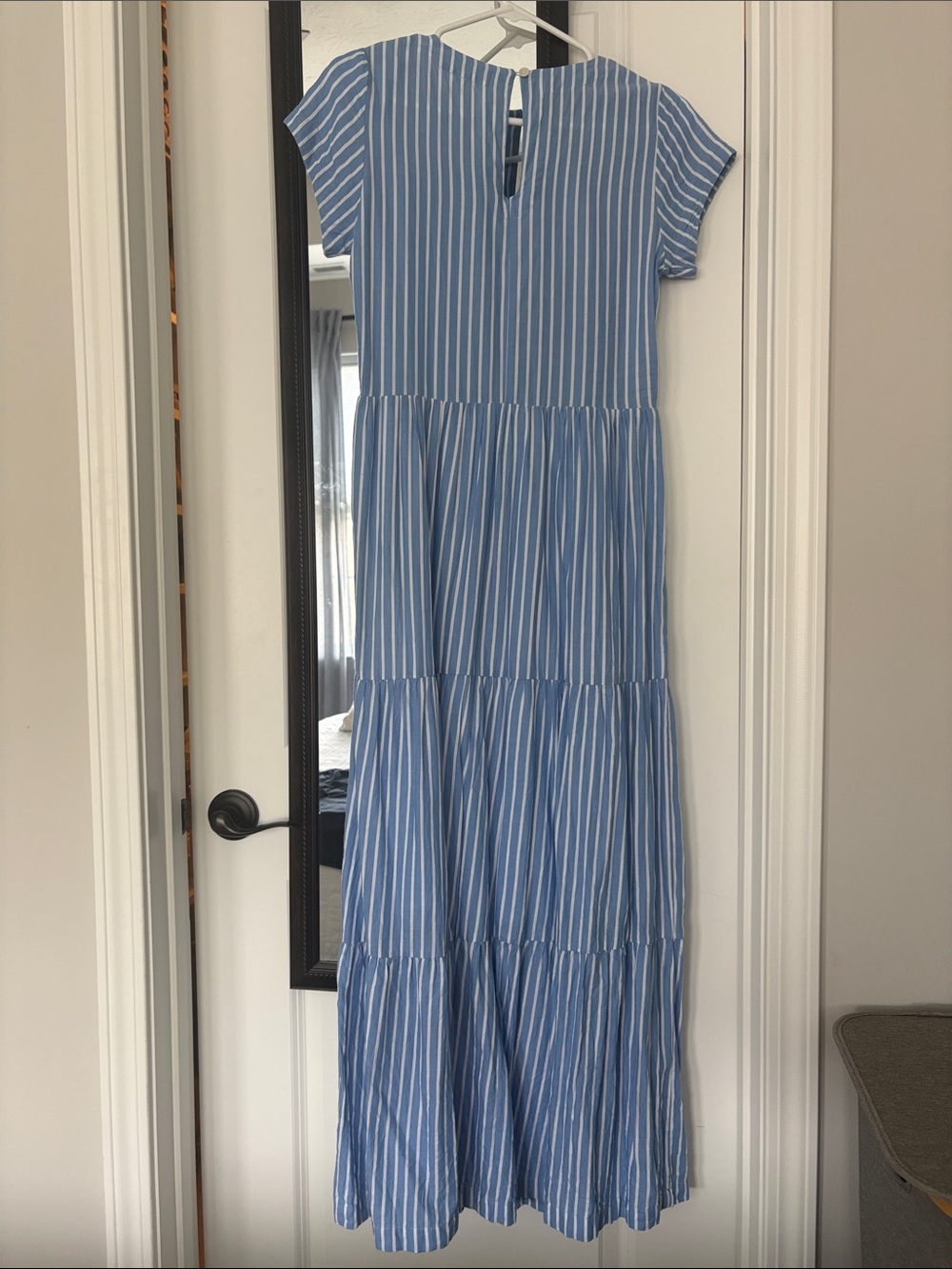 Pact Organic Cotton Sky Blue and White Striped Maxi Dress - Picture 3 of 3